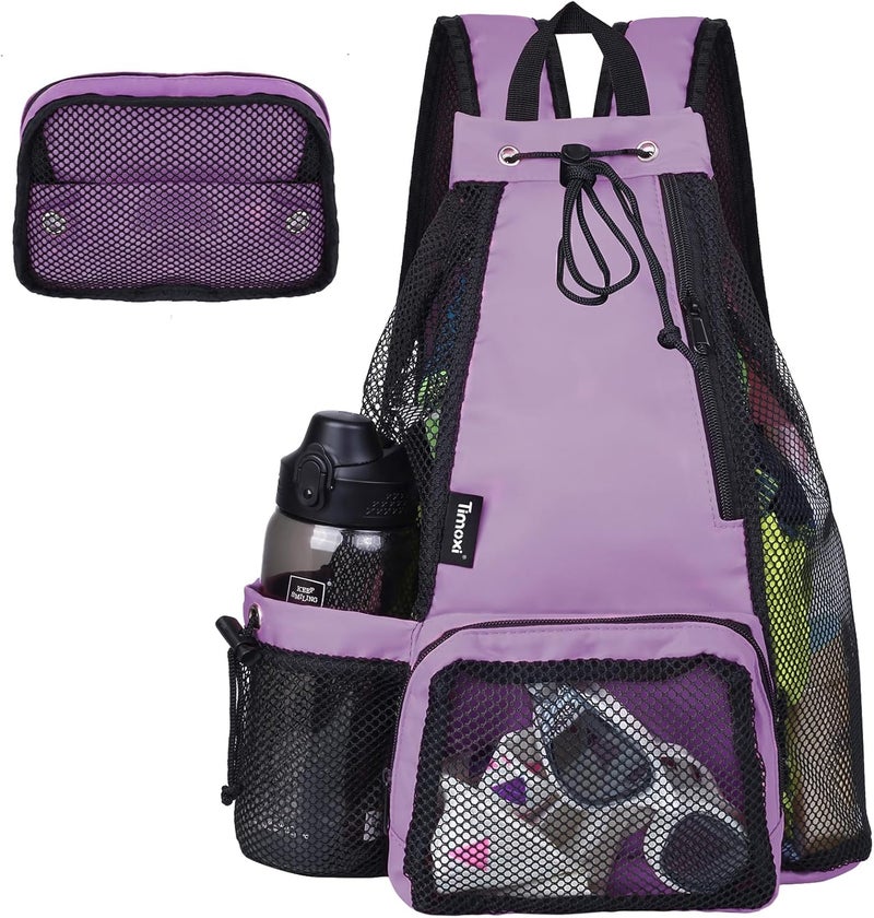 Timoxi Swim Bag Beach Backpack with Padded Shoulder Strap Mesh Backpack with Wet Pocket for Swimming, Gym - Image 1